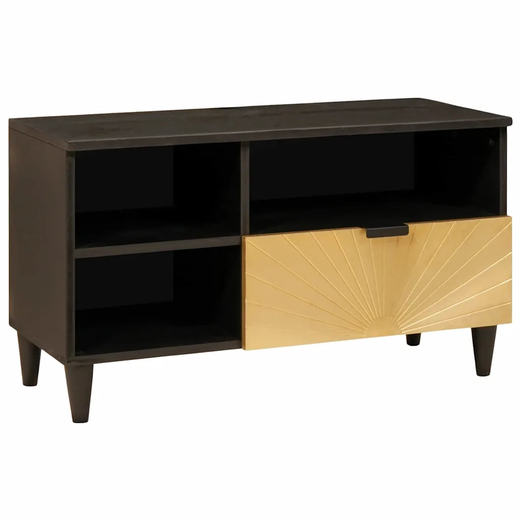 Mobile TV-Credenza per TV-Console TV Nero e Oro 80 x 33 x 46 cm Legno multistrato 192626