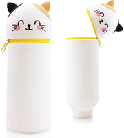 Etui in silicone con tema animale - carino 2-in-1 portasigarette in silicone morbido | Portasigarette e tappo per penne | Portasigarette per scuola, ufficio (gatto felino sorriso)