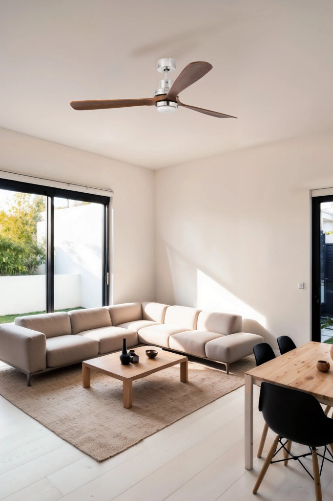 FARO Ventilatore da soffitto con luce Lantau XL Ø1680 mm motore DC in acciaio pale in legno finitura nichel opaco telecomando incluso 6 velocita funzione reverse per 28-39 m² acciaio FARO-3346