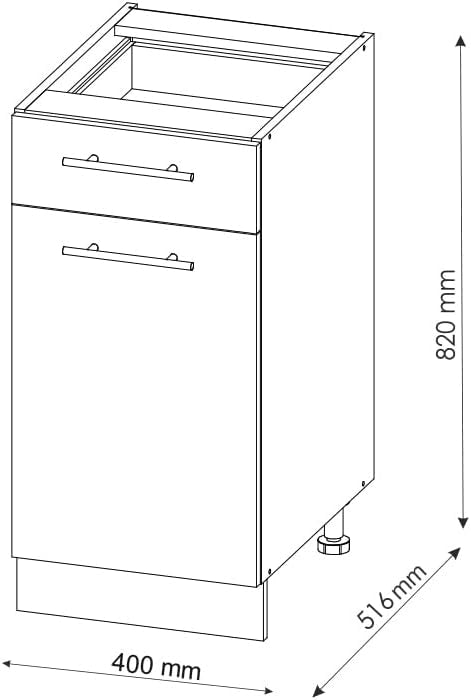 Mobile lavello cucina Fame-Line, Bianco casa di campagna, 80 cm con ripiano, PL Antracite, per la combinazione con altri moduli della serie Fame-Line