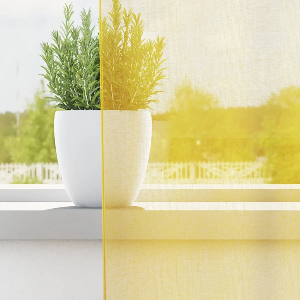 Tende in Voile con Passanti 2 pz Giallo 140x175 cm 4102317