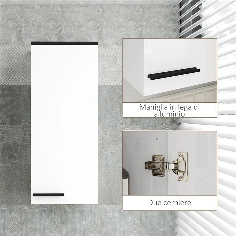 ARMADIETTO BAGNO DA PARETE CON 3 RIPIANI E MENSOLE REGOLABILI 30X32X73 CM BIANCO