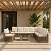 Set Divano da Giardino 12 pz Beige e Bianco Crema polyrattan 3437124