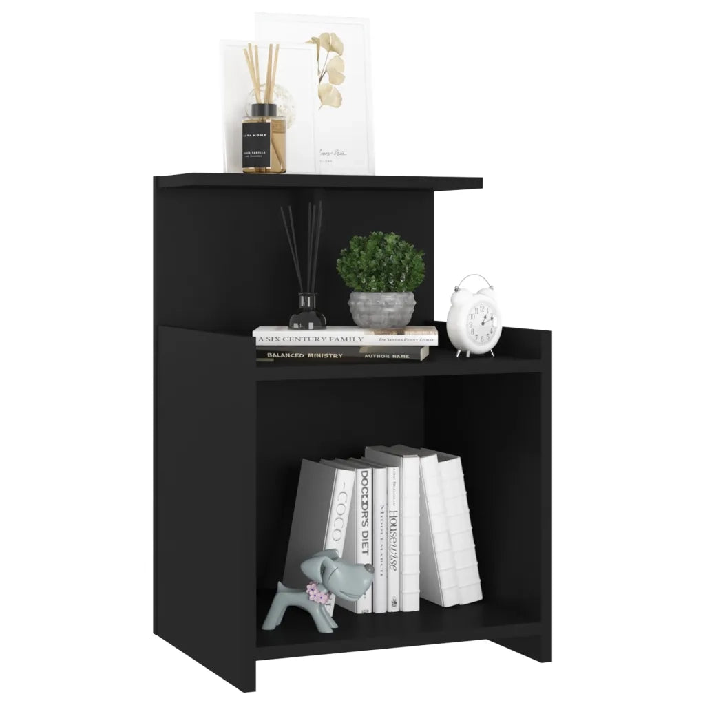 Set di 2 Comodini | Armadio da Notte | Mobiletto da notte Neri 40x35x60 cm in Legno Multistrato