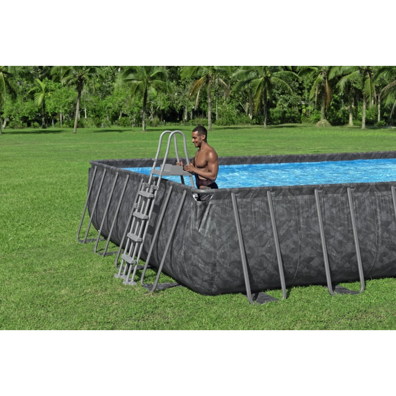 Piscina fuori terra rettangolare con filtro a sabbia Polysphere e scaletta, 956x488x132 cm telo copertura incluso - Bestway