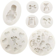 Set di fondantiere in silicone 7 pezzi - tema baby 3D - forma per dolci - silicone alimentare - resistente al calore - per uso con zucchero