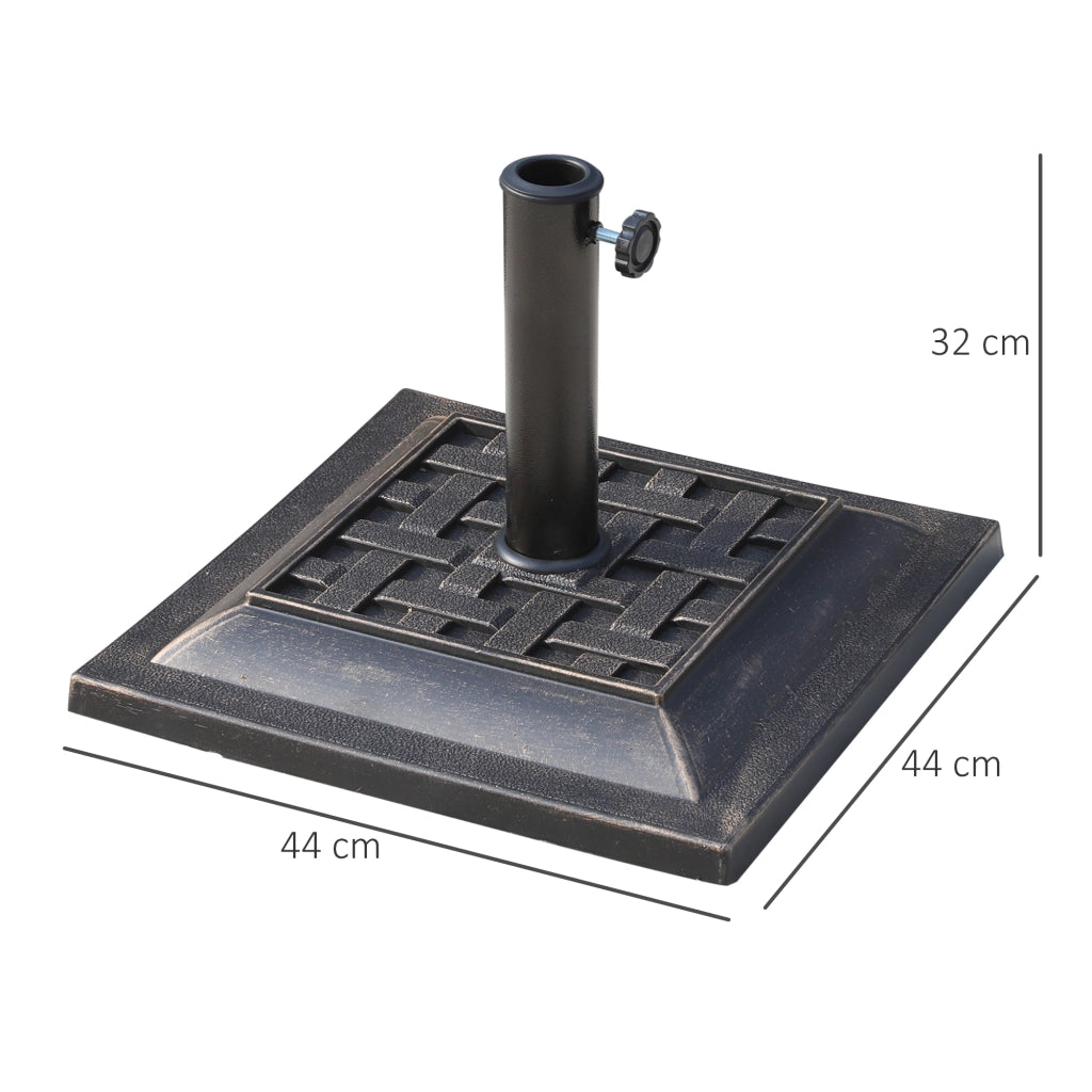 Portaombrellone in resina poliestere bronzo 9 kg con adattatori 38/48 mm, base stabile e resistente alle intemperie