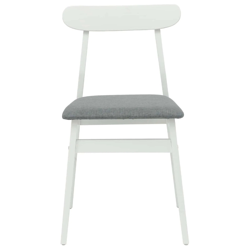 Sedia da pranzo 2 pcs Bianco e Grigio Legno di gomma solido