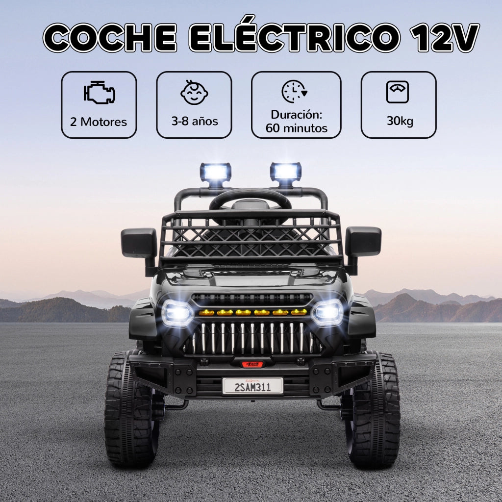 Auto Elettrica per Bambini 12V con Telecomando ¨C Xylo ¨C Nero con Luci LED e Clacson