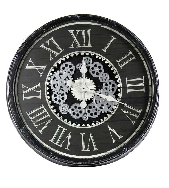 OROLOGIO DA PARETE CON INGRANAGGI IN MOVIMENTO 76X76X4,9 NERO