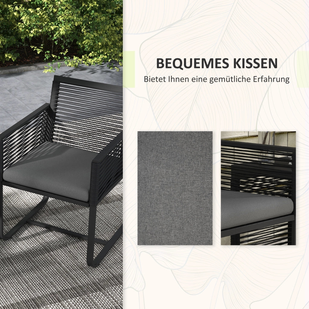 Set Bistrot 3 Pezzi ¨C zephmum ¨C Grigio Nero 53x57x77 cm