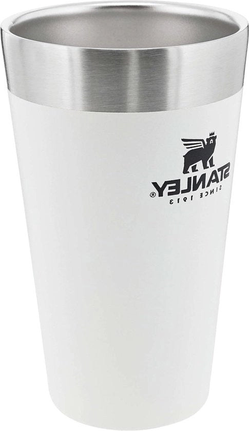 Pint a Stappo per Birra 0,47L Bianco Polar - Conserva la Birra a 4 Gradi per 4 Ore - Bicchierino per Birra a Stappo Senza Fine - Doppia Isolazione - Impermeabile - Resistente al Lavastoviglie - Ideale per Esterno, Campeggio, Festival, Vacanze, Barbecue