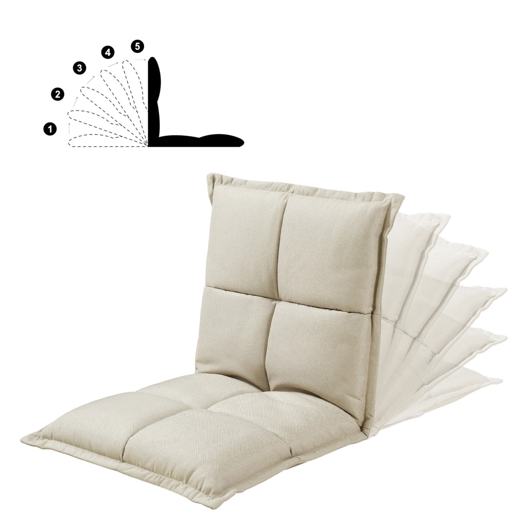 Set di 2 Sedie da Pavimento Deinze con Schienale Regolabile - Beige [en.casa]