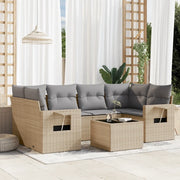 Set Divani da Giardino 7 pz con Cuscini Beige in Polyrattancod mxl 116144