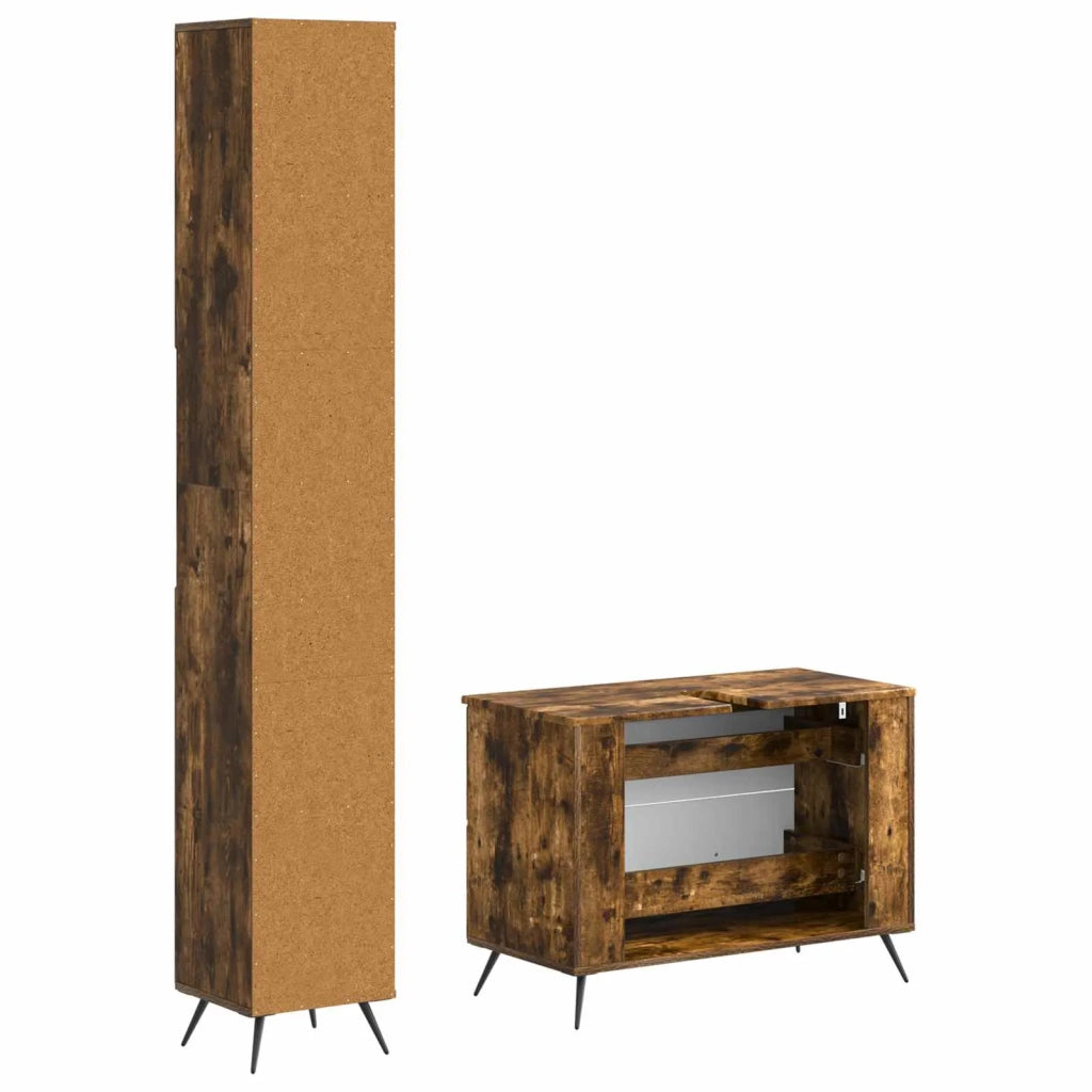 Set di Armadi da Bagno da 2 Pezzi BREDA Rovere Fumo 3417563