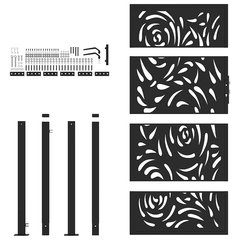 Cancello da giardino nero 100x175 cm in acciaio con design a fiamma 4100992