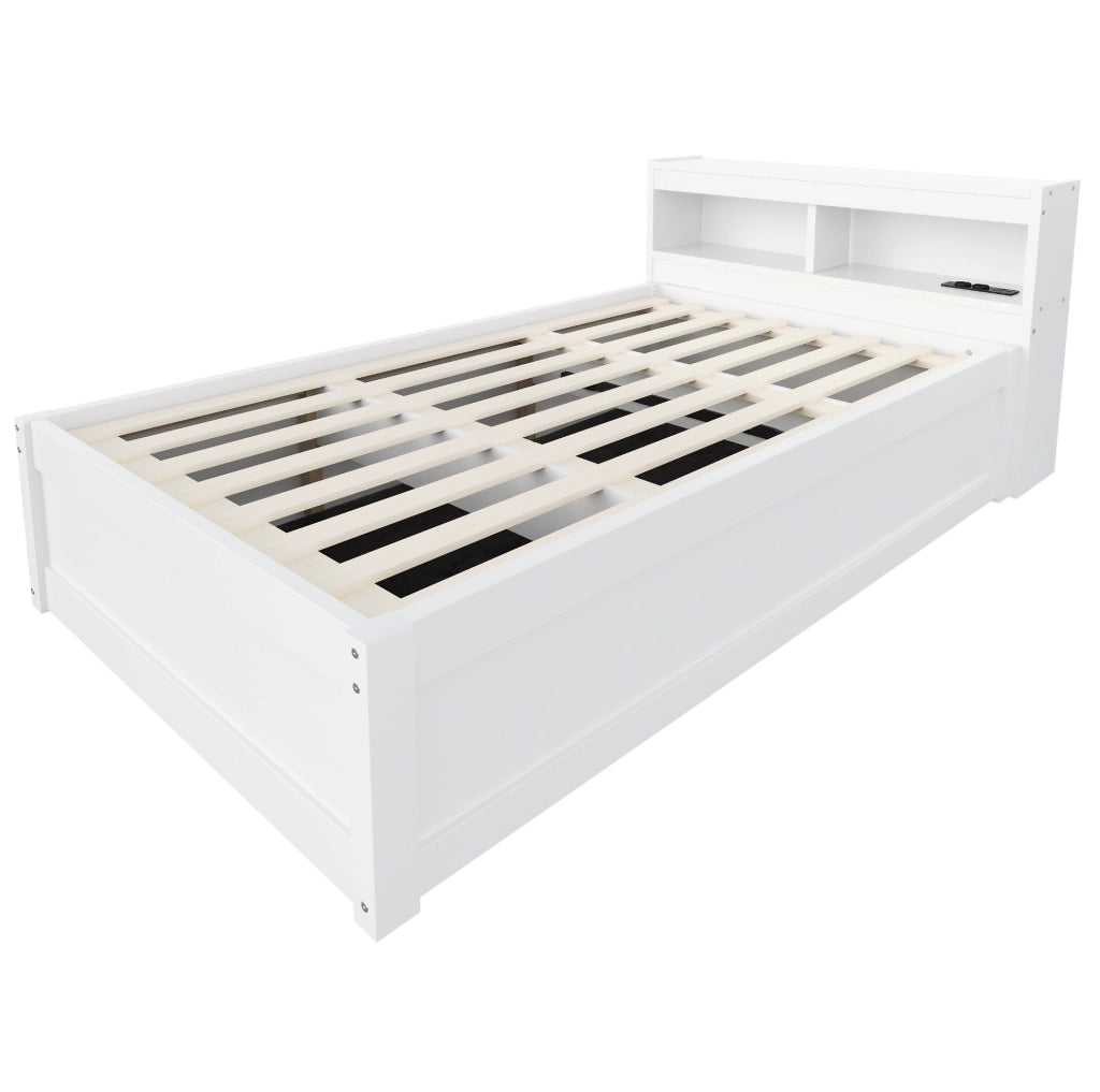 Letto multifunzionale 90x200 cm con contenitore idraulico, LED e presa integrata
