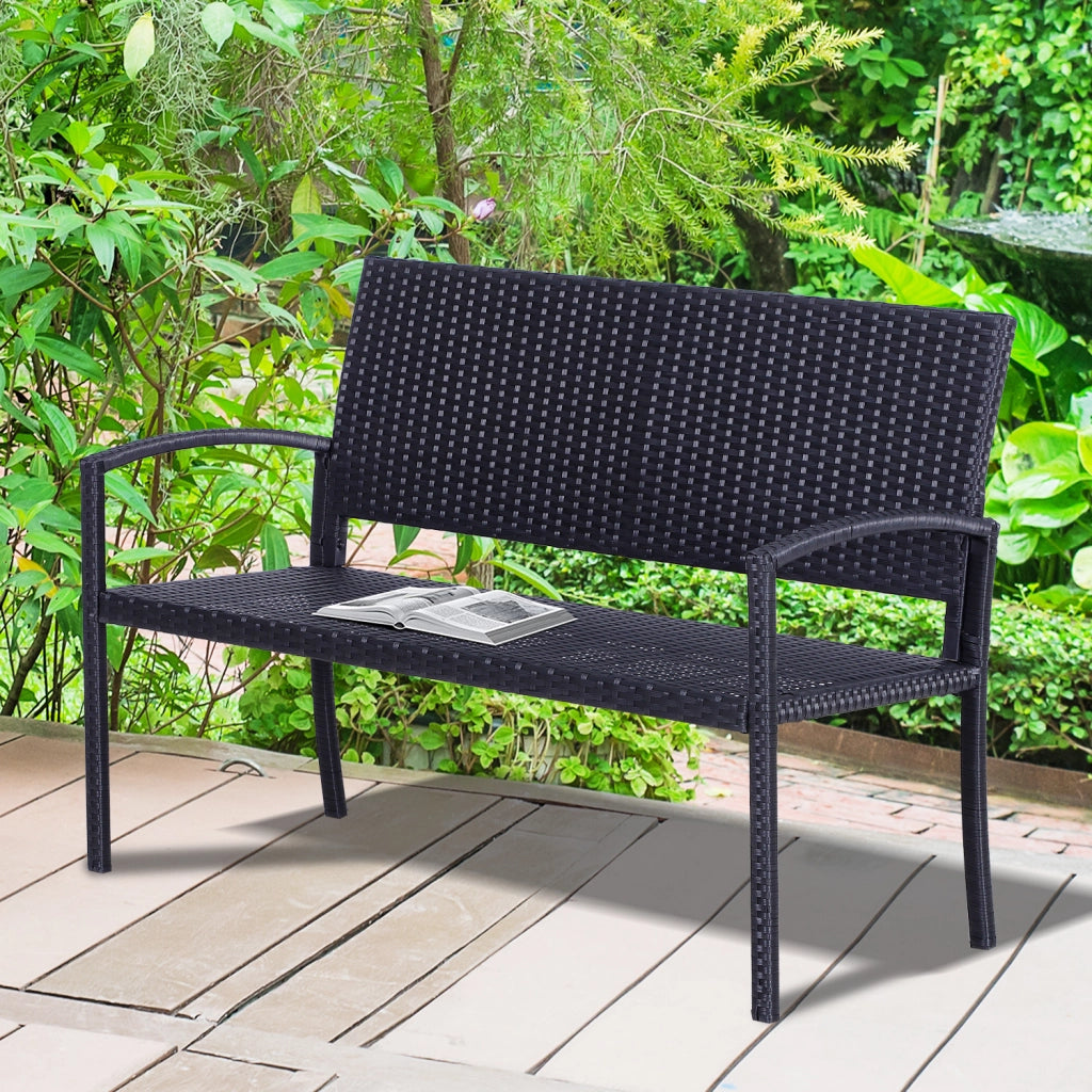 Divano da giardino 2 posti in resina intrecciata ¨C zephmum ¨C nero 120x60x80