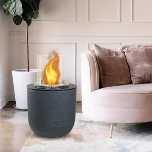 Camino a Bioetanolo Braciere da Pavimento Ø35xh55 cm per Interno ed Esterno Raffaello Ghisa Grigio