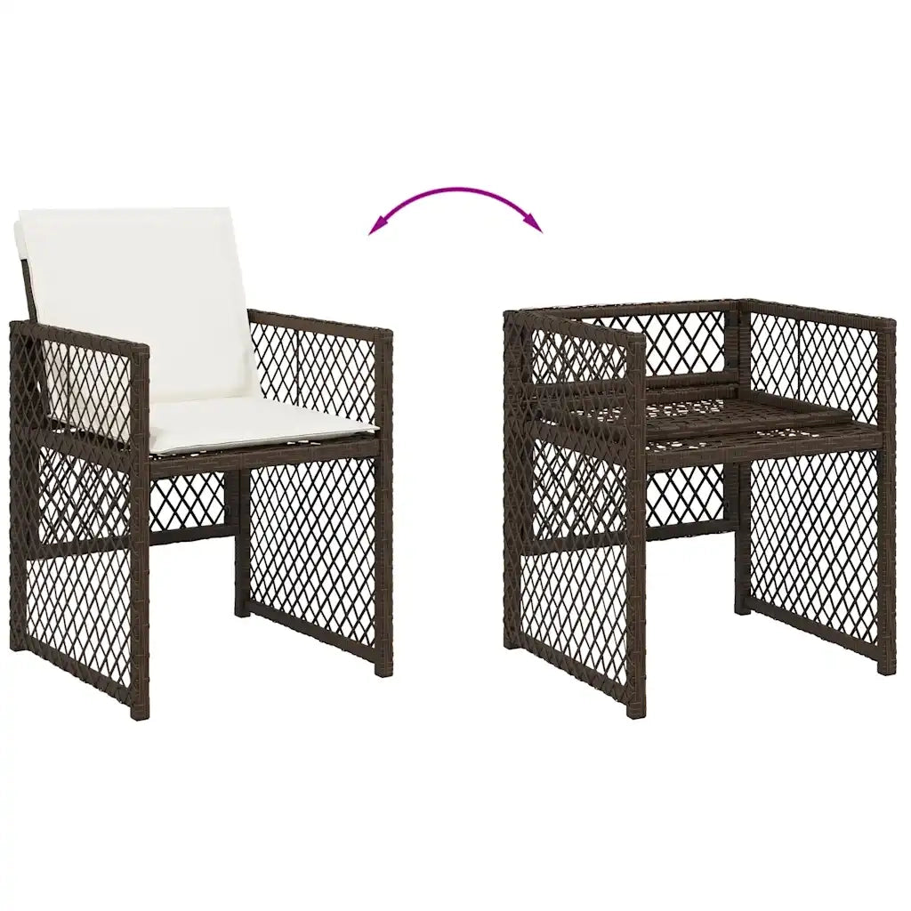Set da Pranzo da Giardino 11 pz con Cuscini Polyrattan Marrone 3210849