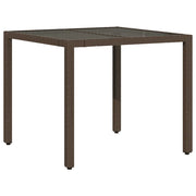 Tavolo da Giardino | Tavolino da esterno Piano in Vetro Marrone 90x90x75cm Polyrattan