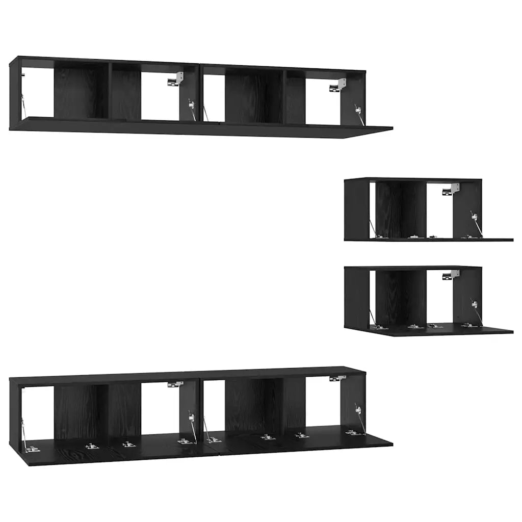 vidaXL Set mobile TV 6 pcs Rovere nero 80 x 30 x 30 cm