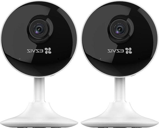 Casa sicura 2-pack di telecamere di sorveglianza wireless per interni con app, camera 1080P Wi-Fi per la casa, visibilità notturna 10M, rilevamento movimento e allarme, audio bidirezionale.