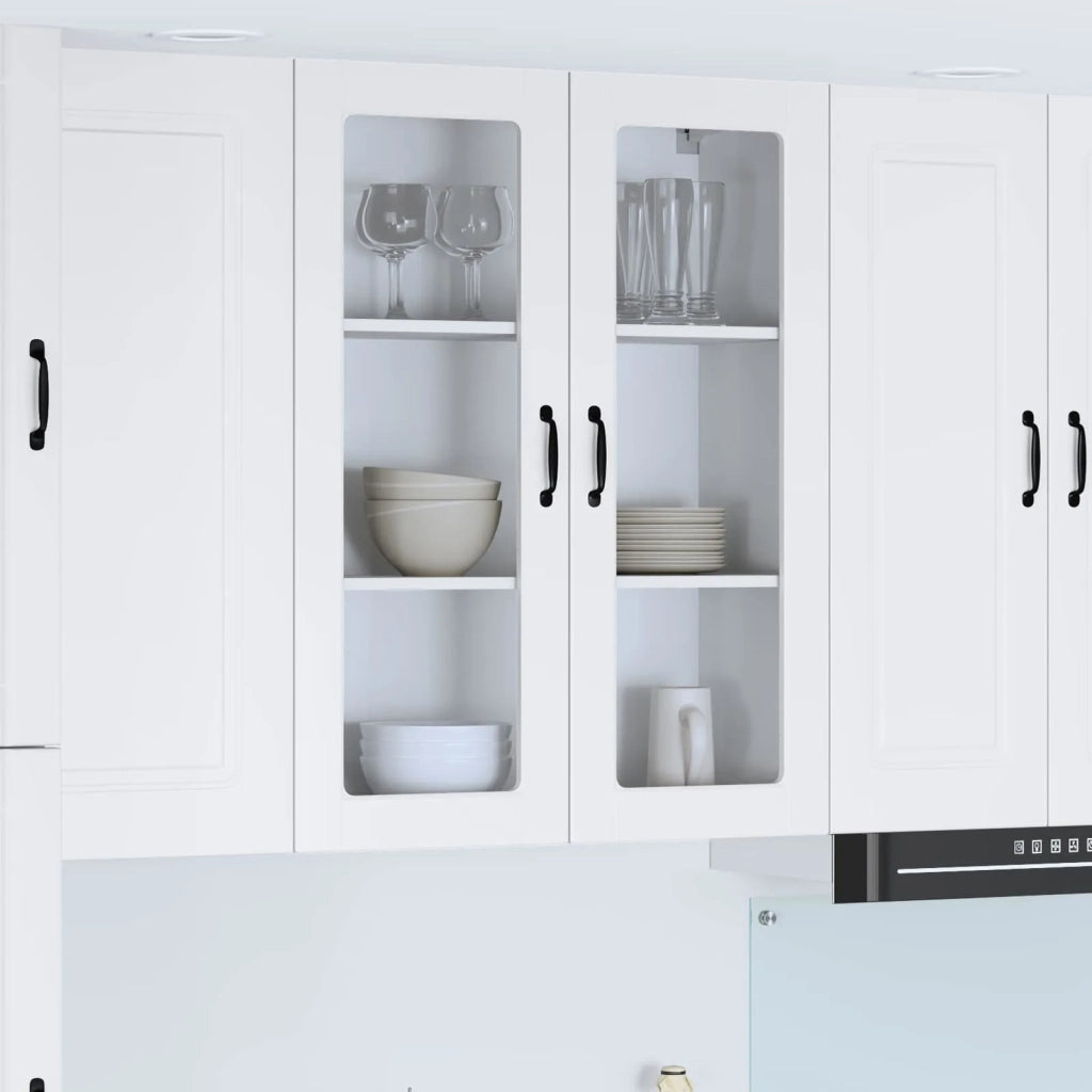 Pensile da cucina | Mobile in vetro da parete LUCCA Bianco Lucido 80 x 31 x 100 cm