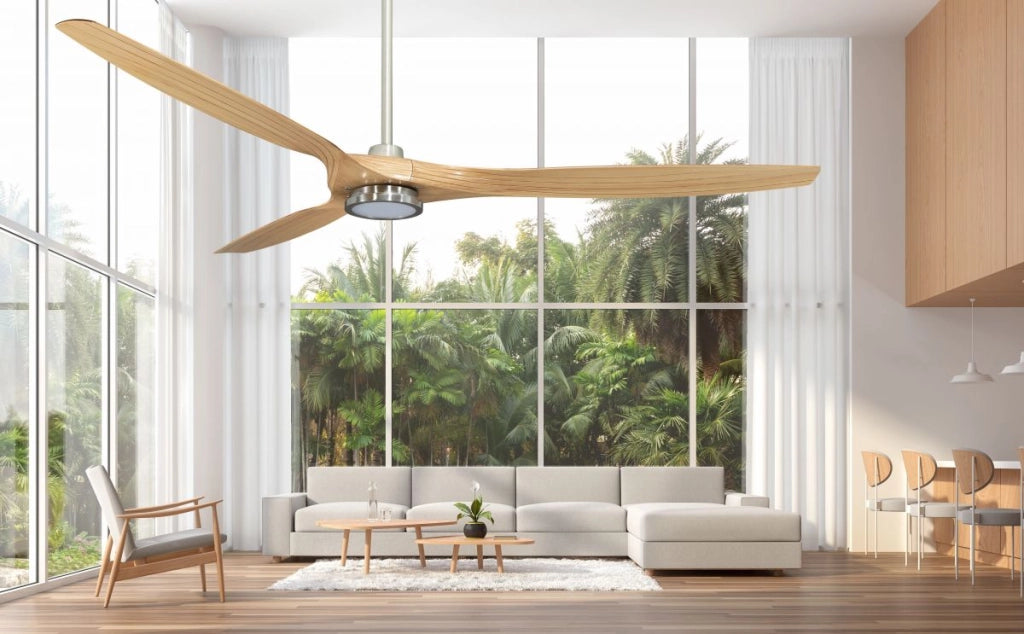 Vam Ventilatore da soffitto OUTDOOR a risparmio energetico nichel pale ABS effetto acero 153 cm telecomando 5 velocitÃ
