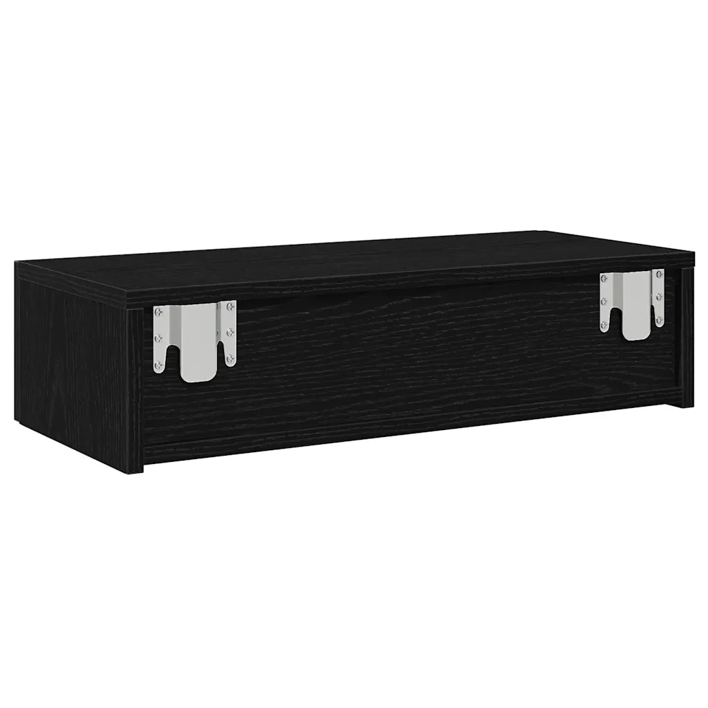 Scaffale a Parete con Cassetti Nero 60x26,5x15 cm in Truciolato