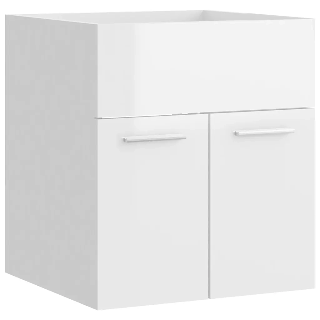 Set Mobili da Bagno | Armadio da bagno Bianco Lucido in Legno Multistrato