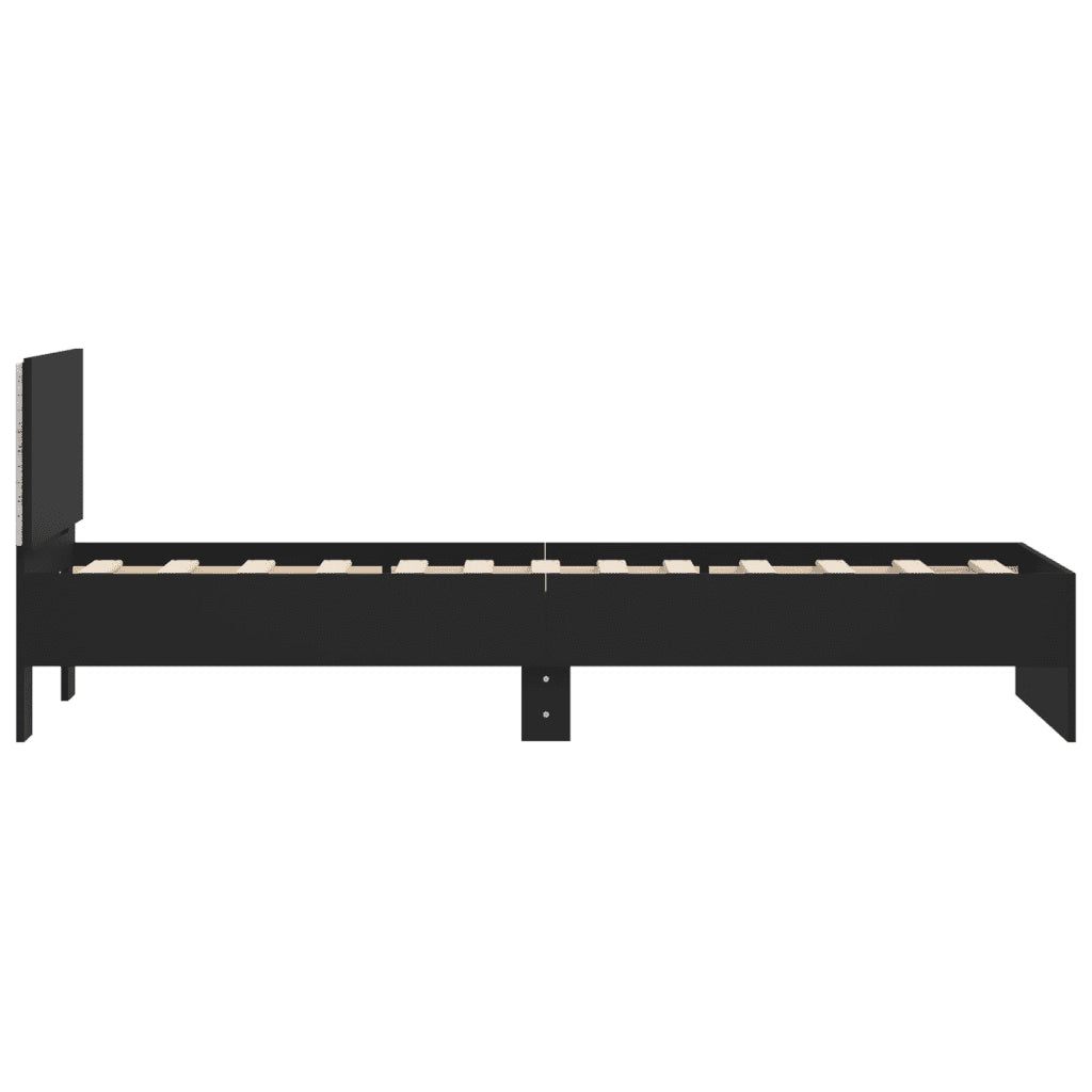 Giroletto con Testiera e LED-Struttura Letto con testiera Nero 75x190 cm 918681