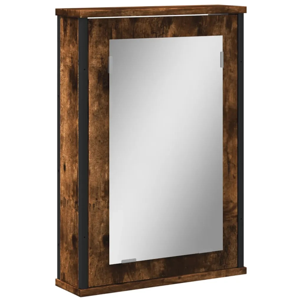 Mobile Bagno Specchio Rovere Fumo 42x12x60 cm Legno Multistrato 842433