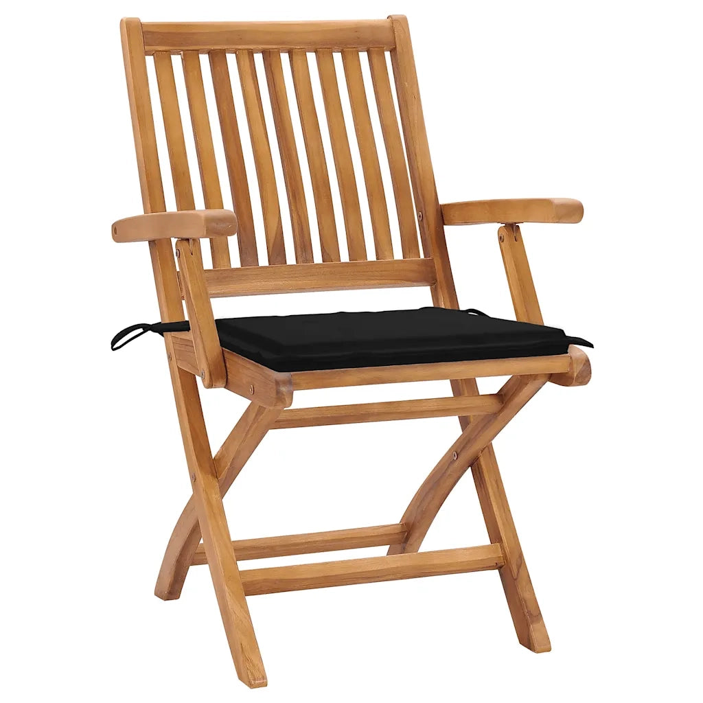 Sedie da Giardino Pieghevoli con Cuscini 4 pz Massello di Teak 3072730