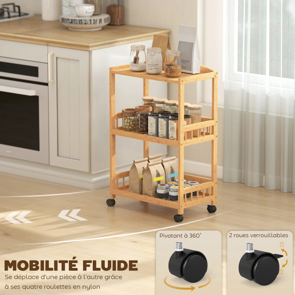 Tavolino a rotelle in bamb¨´ ¨C zephmum ¨C 53x30,5x83cm