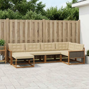 Set di divani da esterno con cuscino 6 pcs Naturale e Beige