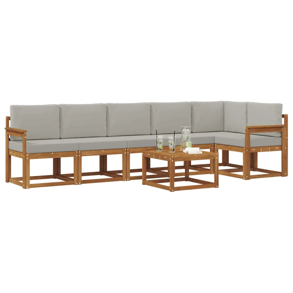 Set di divani da esterno 7 pcs Grigio Naturale e Chiaro 3366489