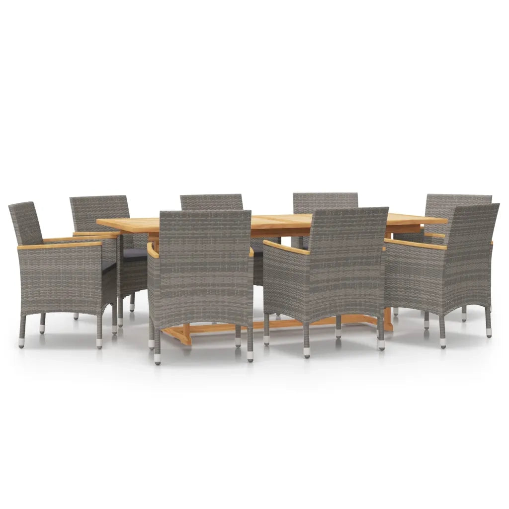 Set da Pranzo per Giardino 9 pz con Cuscini Grigio 3103589
