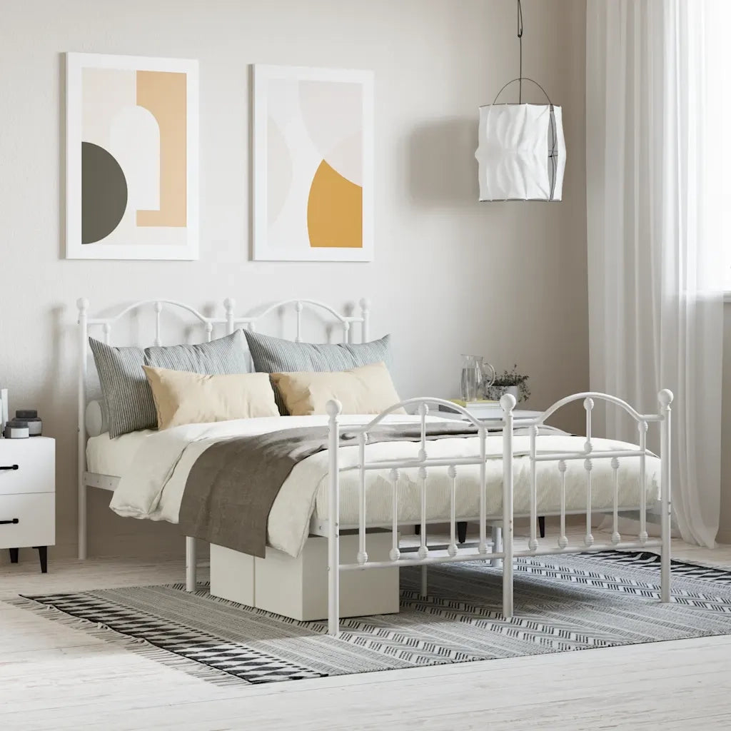 Giroletto con Testiera e Pediera-Struttura Letto Metallo Bianco 120x190 cm 146028