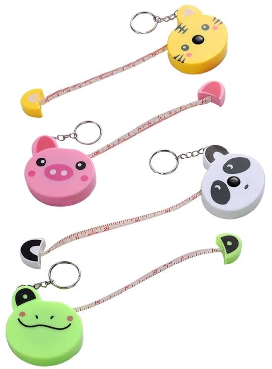 Misuratore a doppia faccia 1,5 m - Tema animali - Compattabile - Leggero - Per cucire/attività manuali - Misuratore a doppia faccia