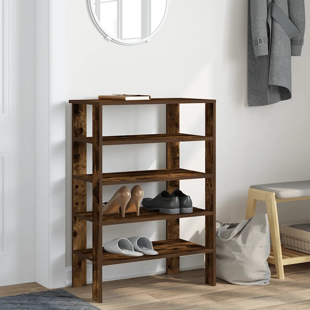 Scarpiera Rovere Fumo 61x32x87,5 cm in Legno Multistrato 859855