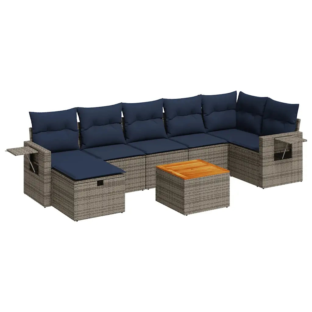 vidaXL Set Divano da Giardino 8 pz con Cuscini Grigio in Polyrattan