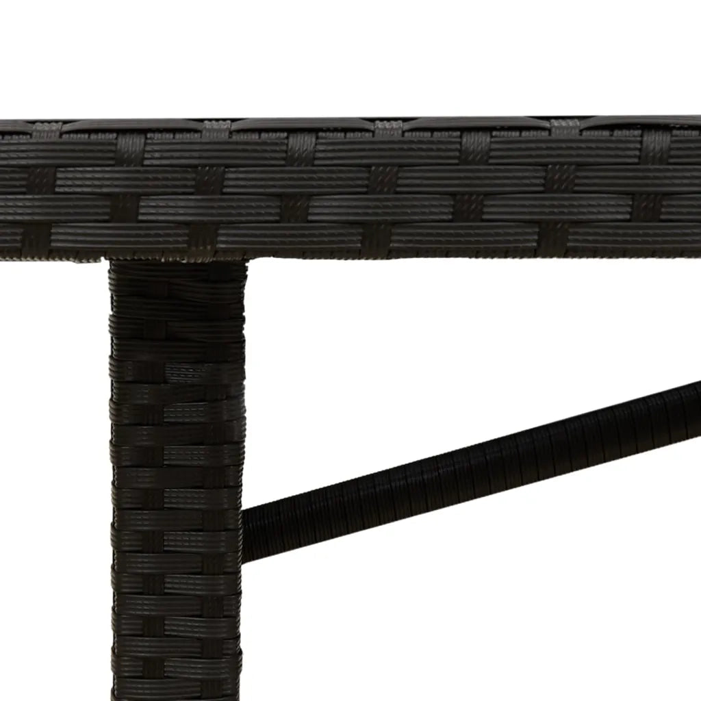Tavolo Giardino Piano Legno Acacia Nero 190x80x74cm Polyrattan