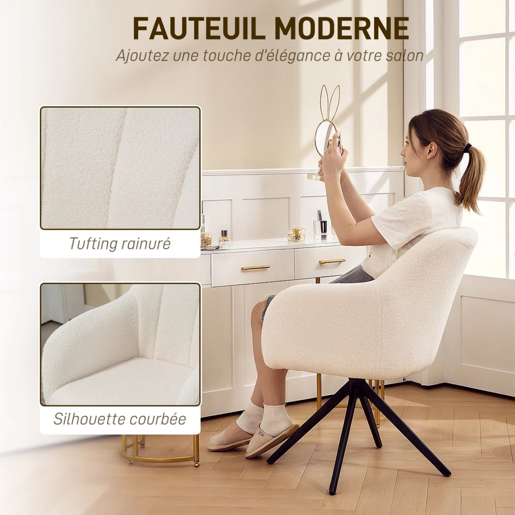 Poltrona girevole capitonnata ¨C Minimal ¨C effetto polare bianco