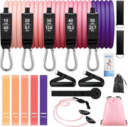 Set di cinture di resistenza per esercizi 19, cinture di resistenza con tasca portatile, set di cinture di resistenza con disco per schiena per yoga, pilates, allenamento di forza, fisioterapia