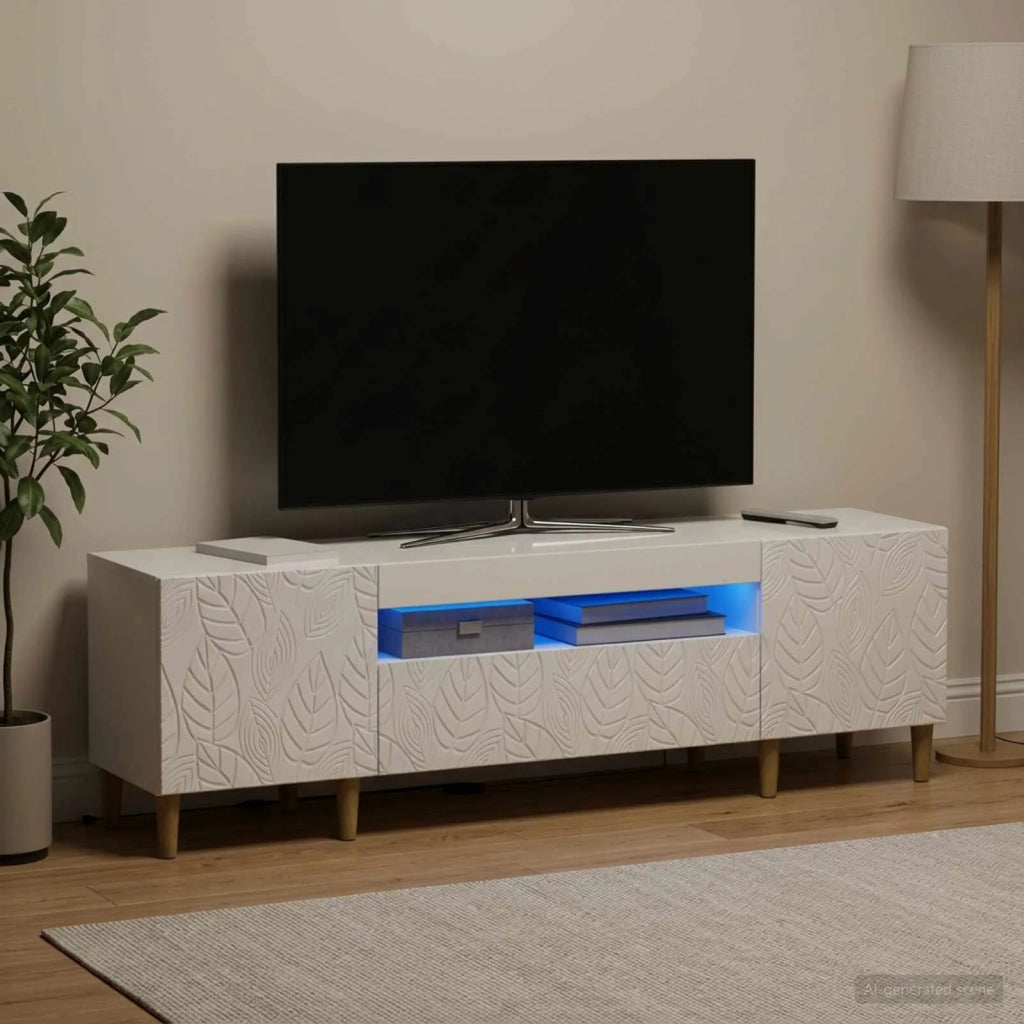 Mobile TV LED Bianco Lucido Legno ingegnerizzato 897129