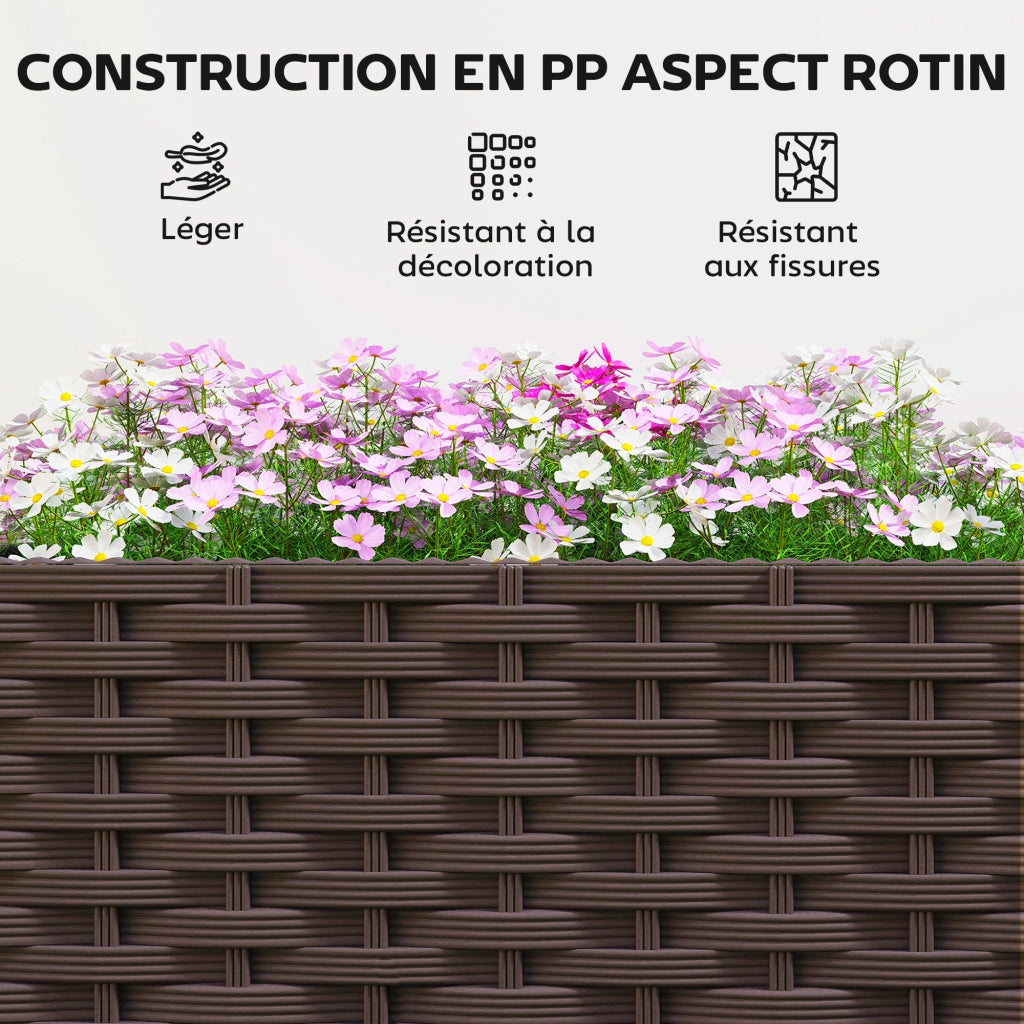 Letto da giardino ¨C zephmum ¨C 120x40x37, marrone, plastica, auto-irrigante