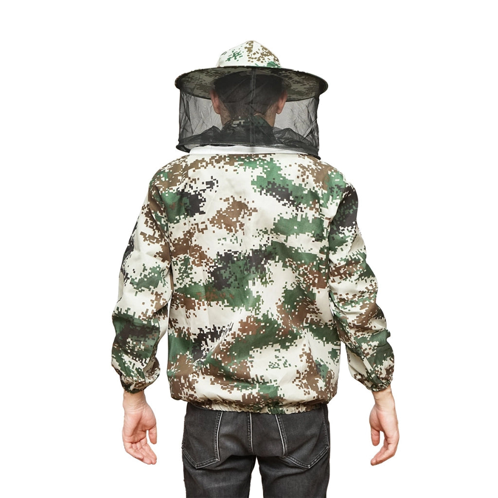 Camicetta apicola stile mimetico, taglia XL, con maschera protettiva.