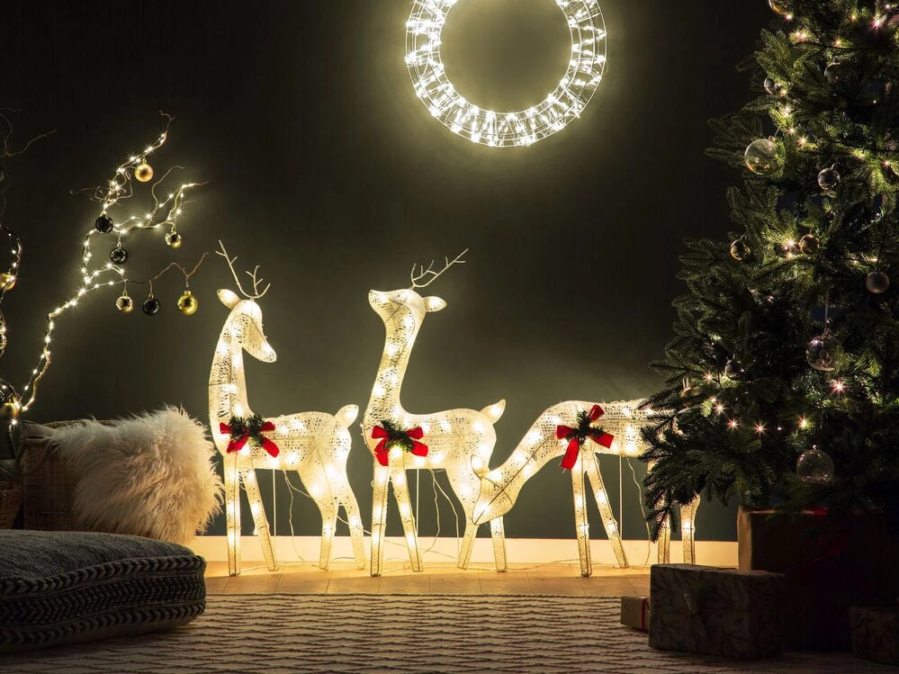 Moderna Decorazione con Luci LED Albero di Natale 35 cm in Legno Chiaro