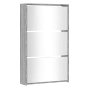 Scarpiera mobiletto portascarpe mobile per ingresso/corridoio/soggiorno con specchio 3 ripiani rovere Sonoma 63 x 17 x 102,5 cm grigio 02_0021884